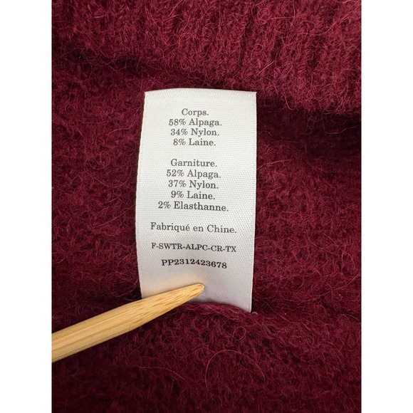 Everlane Alpaca Crew Sweater Size M Oxblood Sheer Diamond Stitch Lightweight - Picture 12 of 12